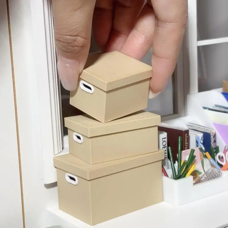 Miniature Storage Box With Lid Mini Color Box Dollhouse Decor Micro Landscape Ornament Mini Home Scene Layout Decoration Props