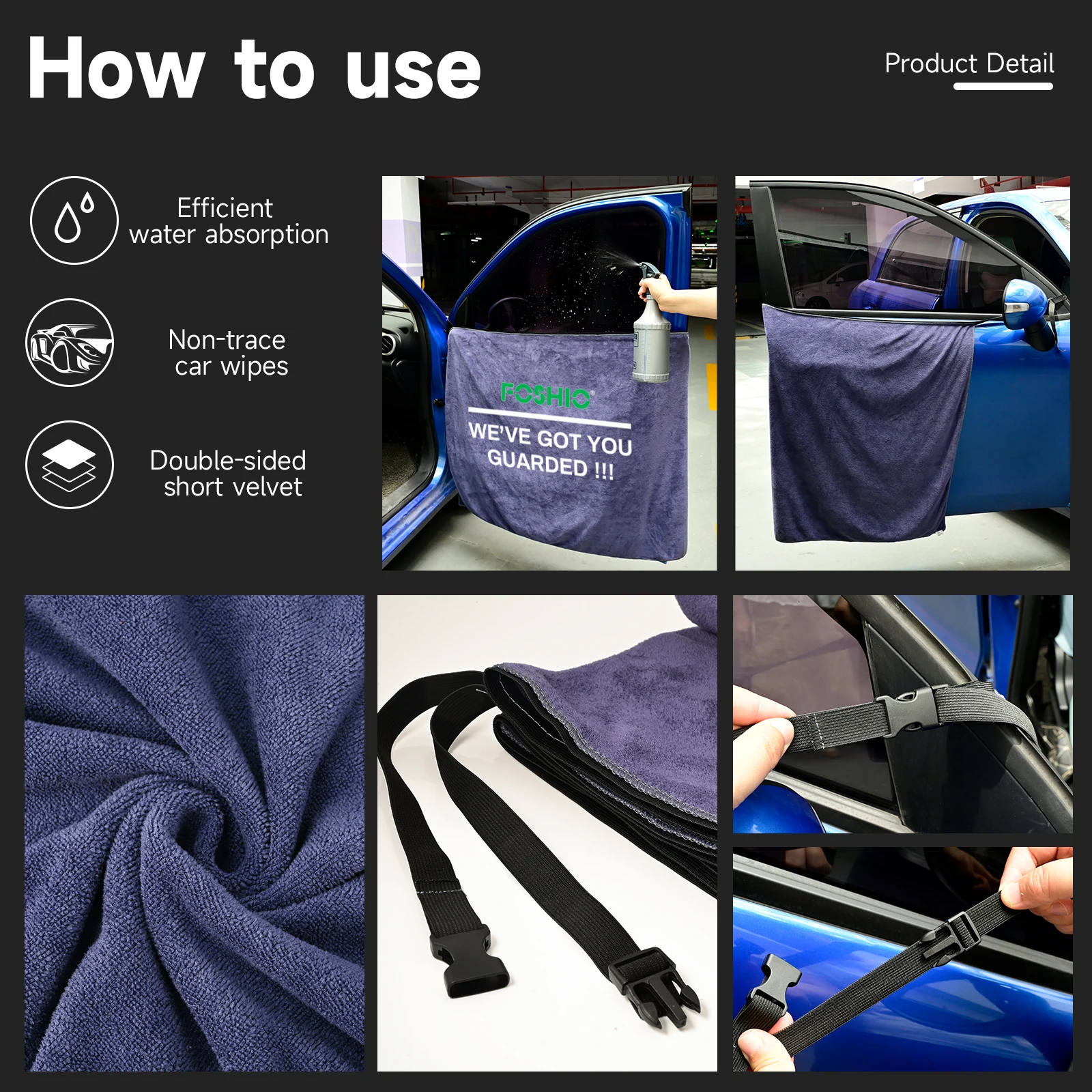 EHDIS Auto-Windschutzscheiben-Mikrofasertuch Schutzwerkzeug Vinyl-Wrapping Wasserabsorbierendes Panel Trockentuch Folien-Tönungs- und Armaturenbrett-Abdeckung – Detail 21
