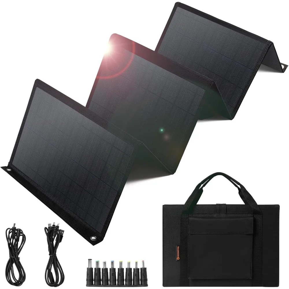 

60W Foldable Solar Panel for Outdoor Power: 5V USB and 18V DC Output for Camping, Phones, Tablets, and Various Devices