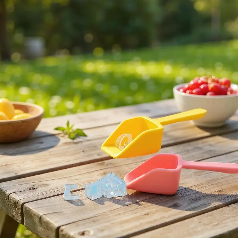 Conjunto de jogo de comida em miniatura para casa de bonecas – caixa de fazer gelo em escala 1/6, pá de gelo para acessórios de boneca