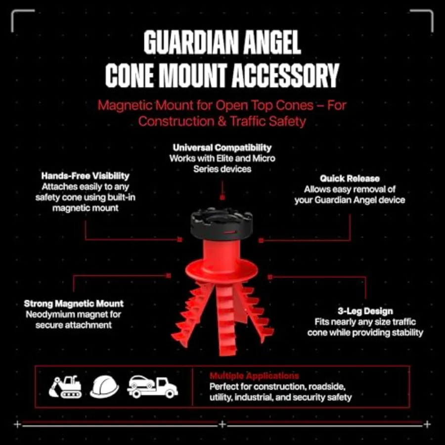 Cone Mount Accessory Easy Magnetic Safety Light Holder Screw-in Design for Traffic and Construction Cones