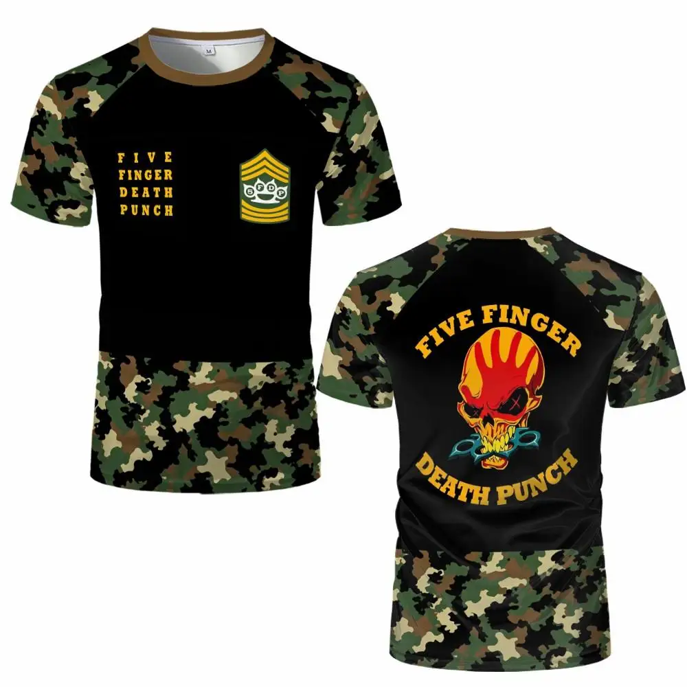 Men's Heavy Metal Rock Graphic T-shirt Fashion Casual Tees for Five Finger Death Punch 5FDP Fans Skull Pattern Street Punk Tops