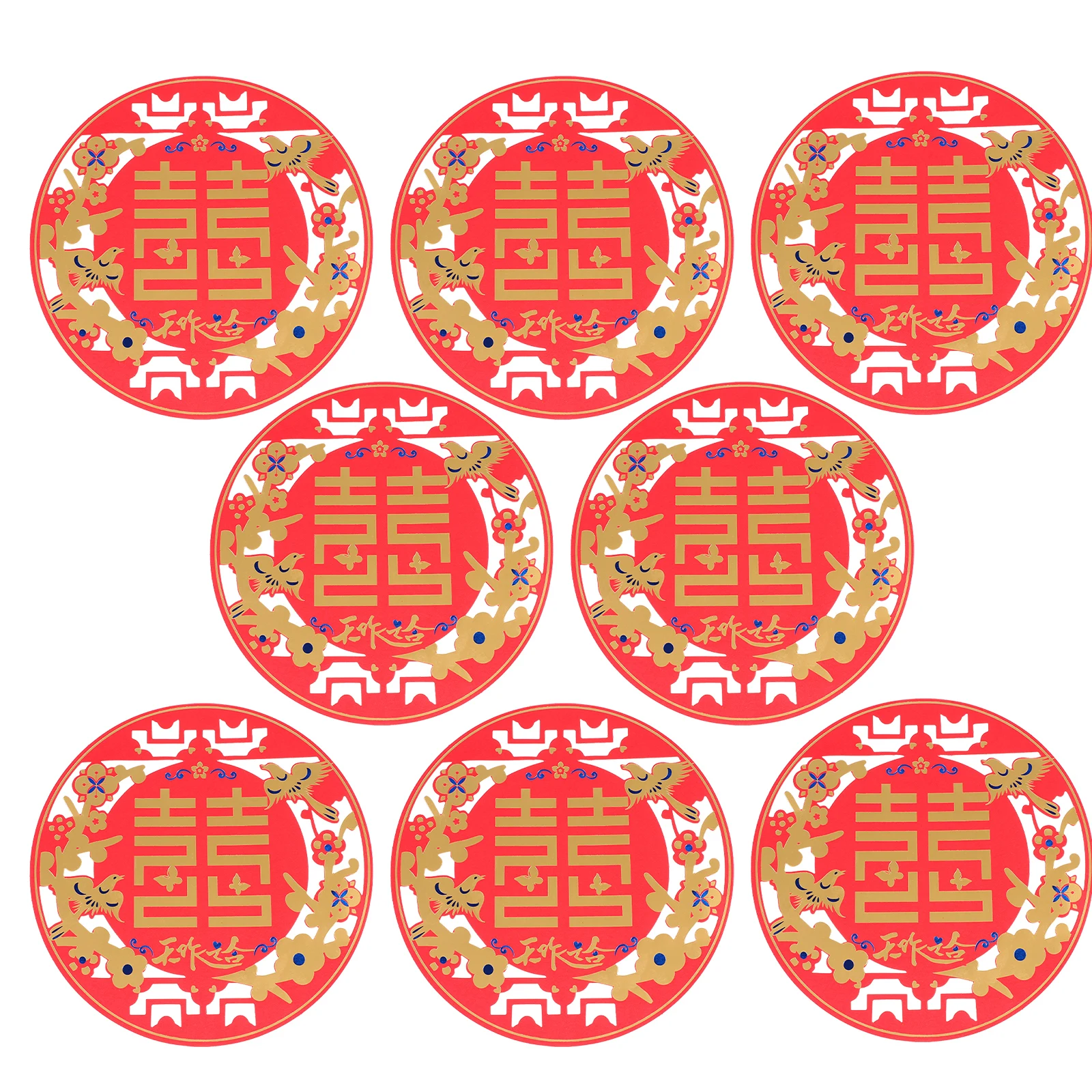 

8PCS Wedding Decor Chinese Paper Cut H made Grilles Layout for Bedroom Window Wedding Paper Cut Banquet Harmony Happiness