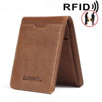 Genuine Leather Mens Wallets Slim Thin Bifold Money Clip Wallet Anti Magnetic Card Protection RFID Blocking Card Holder Man
