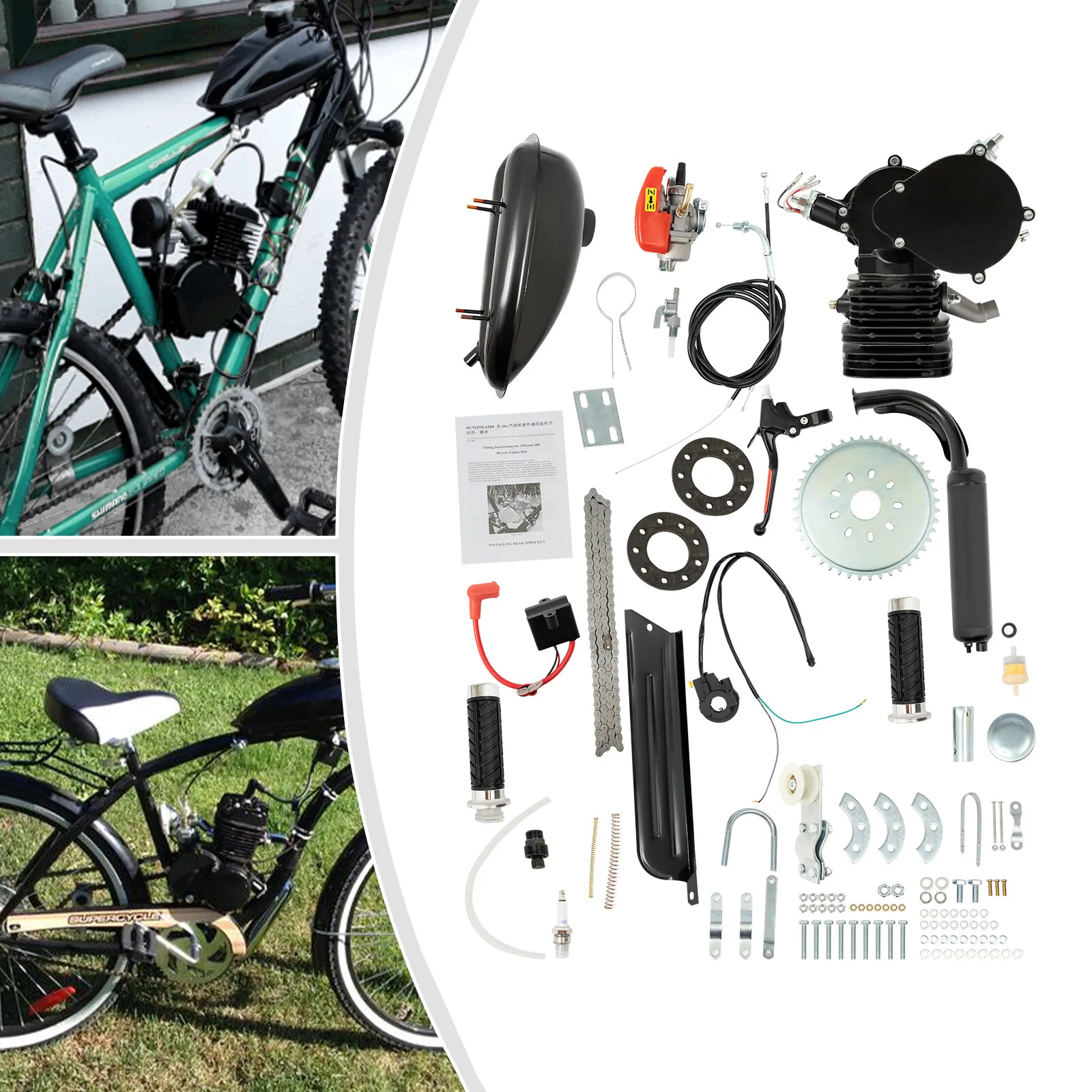 

​​110cc 2-Stroke Gas Engine Motor Kit Complete Conversion Set for Bicycle Motorized Bike DIY Installation​​