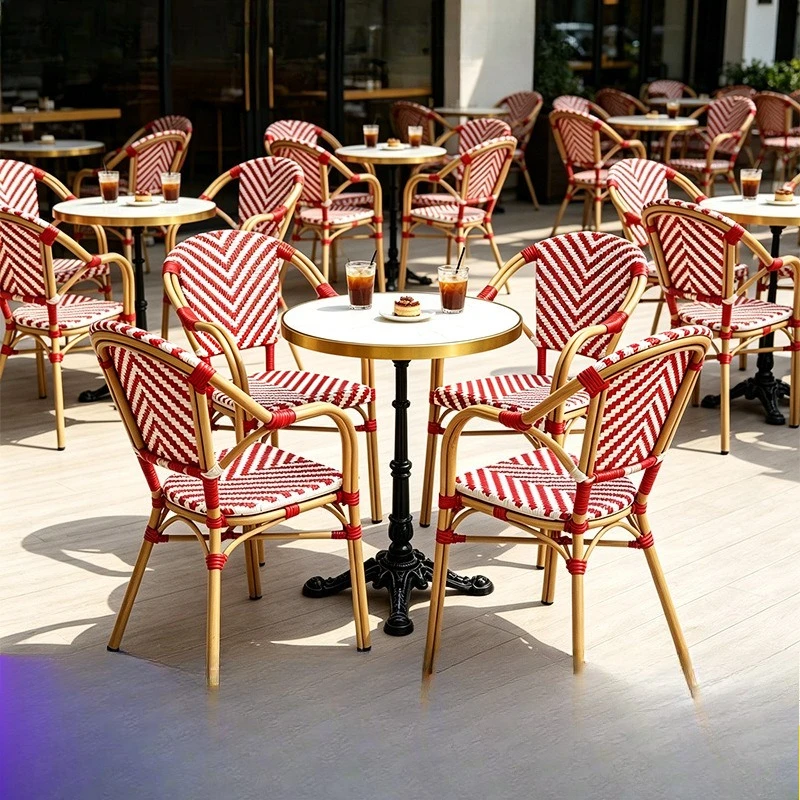 Outdoor rattan aluminum alloy tables and chairs courtyard balcony villa commercial street hotel homestay scenic restaurant table