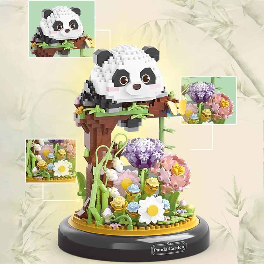

Creative Garden Series Panda Owl Flower Bundle Potted 3D Micro Particle Puzzle Assembly Building Block Model Toys For Kids Gifts