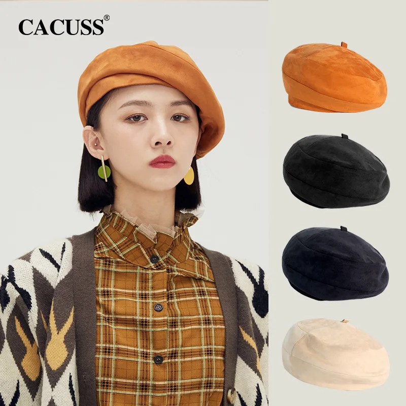 2021 New Hat Beret Korean Autumn and Winter Casual Fashion Versatile British Style Retro Pumpkin Hat Warm Windproof Painter Hat