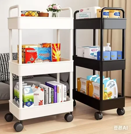 Multi-camada carrinho rack cozinha piso quarto bebê lanches móvel banheiro rack de armazenamento de armazenamento