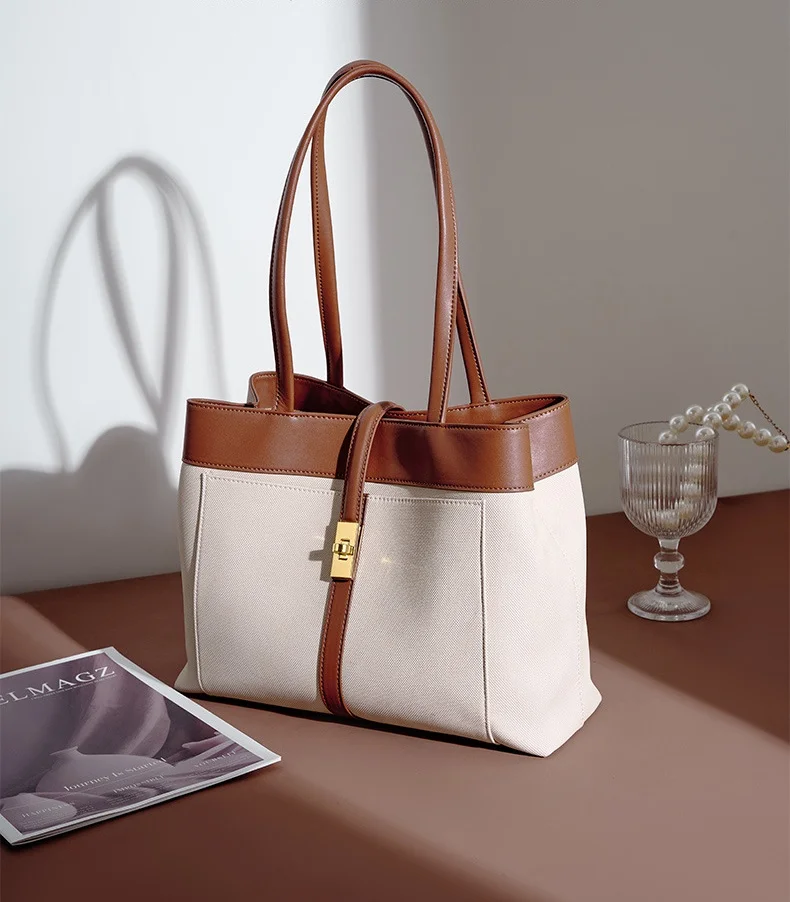 New 2024 cowhide commuter bag Large capacity Underarm bag All-in-one Tote bag Fashion trend women\'s handbag