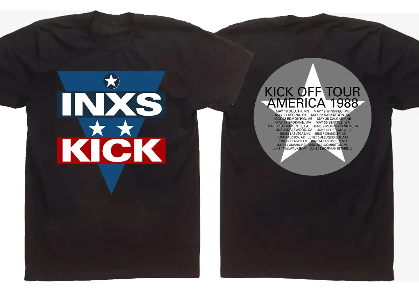 Vintage INXS Kick Off America Tour 1988 Star Band Rock Concert T-Shirt