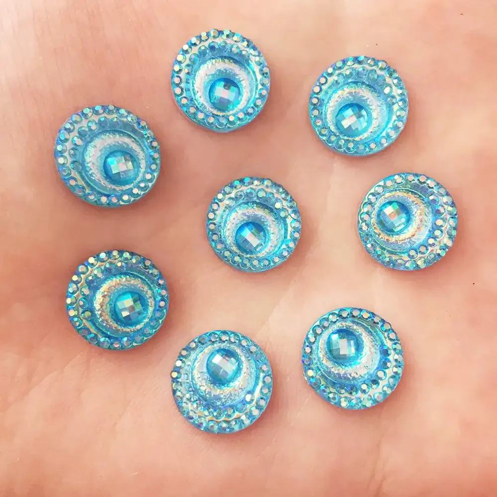 Hot Diy 40PCS 12mm AB Resin Round Shiny Rhinestone Eye Flatback Wedding Ornament K30