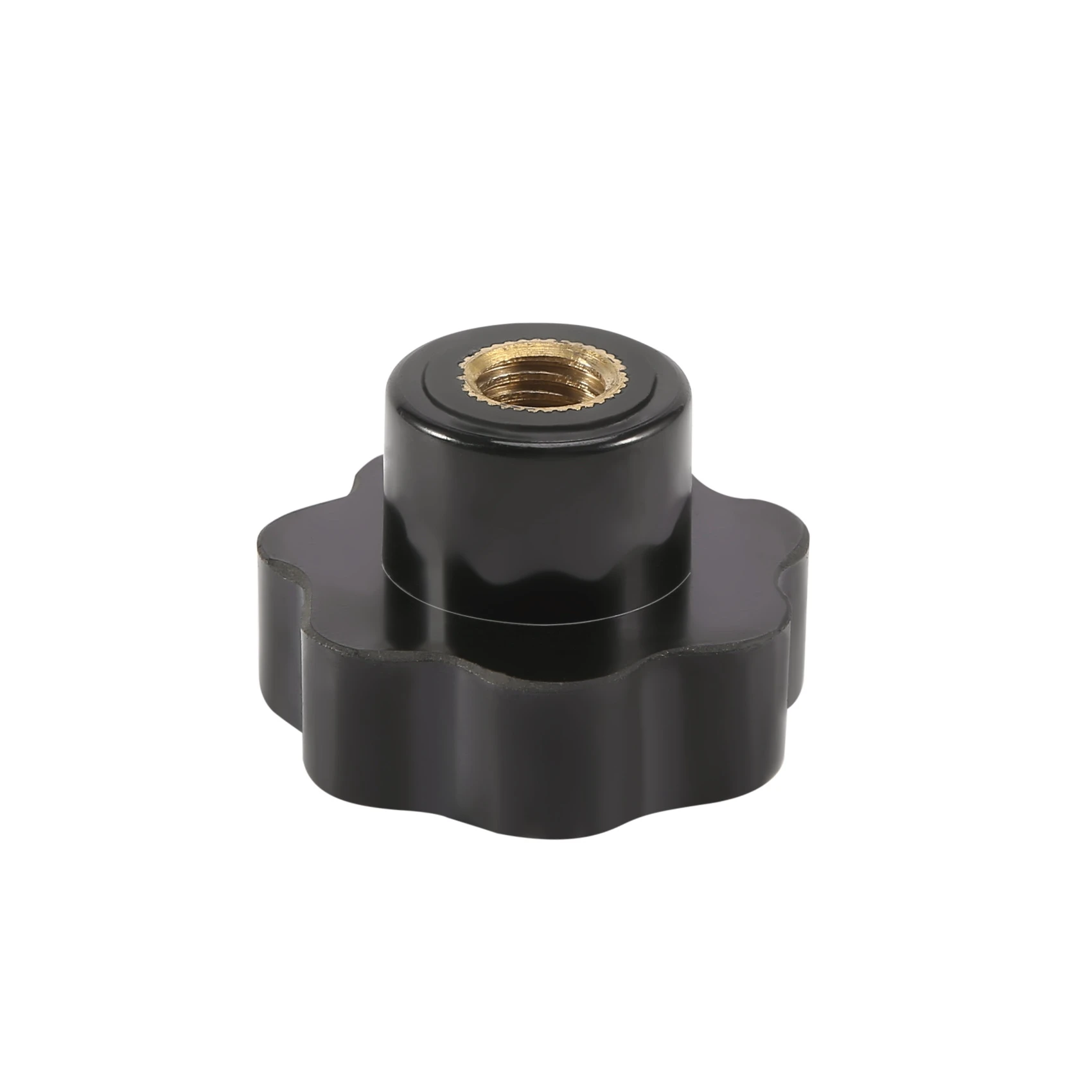 M10 10mm Dia Thread Black Plastic Star Clamping Knob Grip