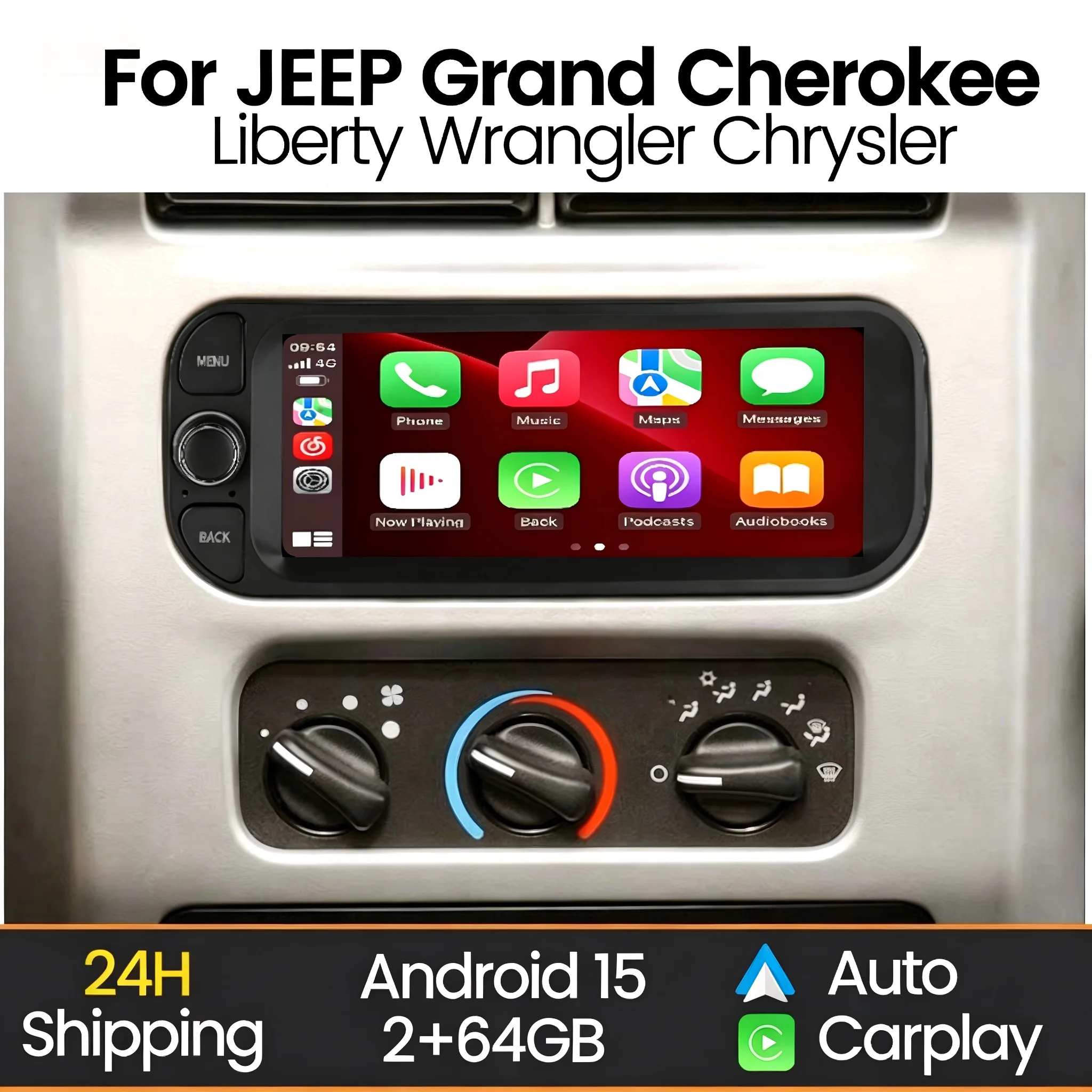 MEKEDE Radio estéreo para coche JEEP Grand Cherokee Liberty Wrangler Chrysler 2002-2006 reproductor Multimedia de vídeo para coche Android Auto