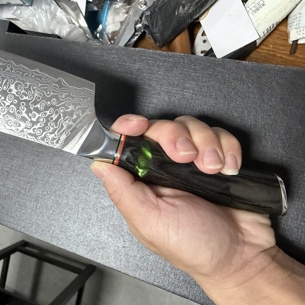 6.7 Inch Petty Knife 67-Layers Damascus Steel Blade Nakiri Chef's Cleaver Meat Slicing Vegetables Kitchen Knives Wood Handle