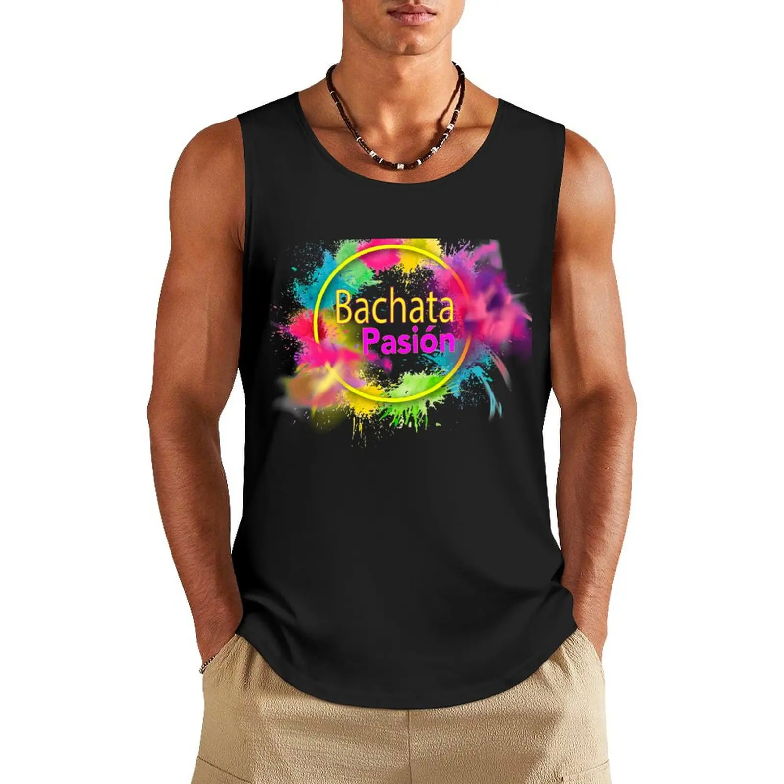 

Colorful bachata Tank Top gym wear men bodybuilding vest for men