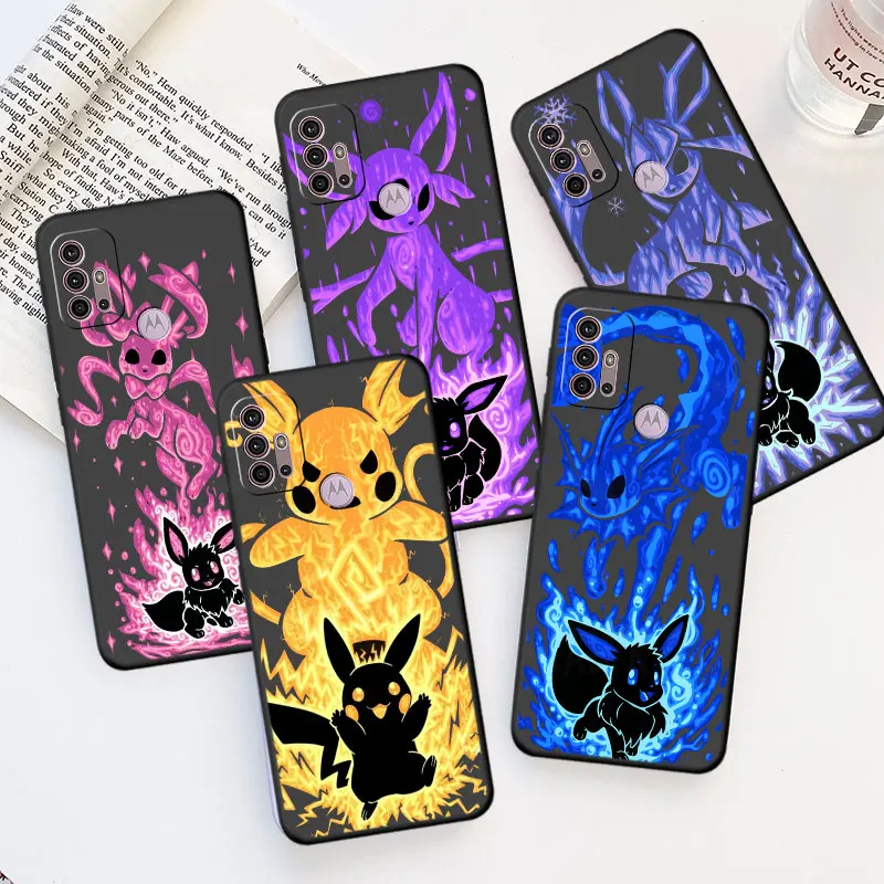 Case For Motorola G60 G30 G22 G52 G53 G71 G51 G31 G72 Edge 20 G9 Plus One Fusion Phone Cover Pokemon Evolution Pikachu Eevee