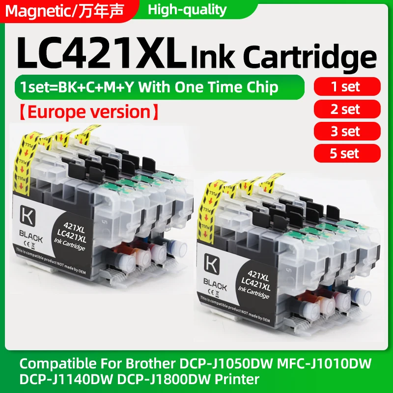 4Color/1set~5set LC421XL LC421 421XL LC-421 XL Compatible Ink Cartridge For Brother DCP-J1050DW MFC-J1010DW DCP-J1140DW Printers