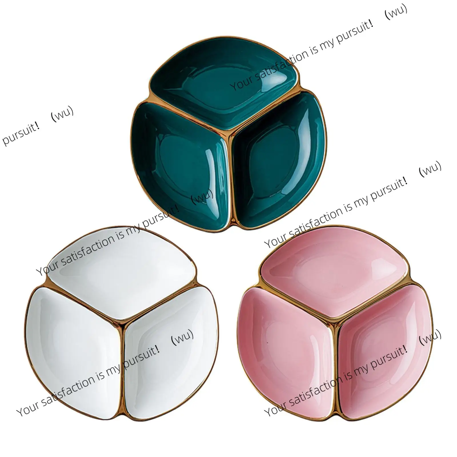 Divided Plate Portion Control Three-grid Dinner Plate for Lunch Adult Dinner