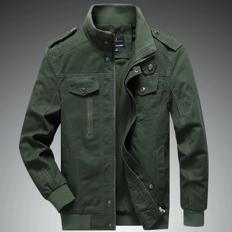

Spring And Autumn New Men's Outdoor Jacket Casual Cotton Tooling Jacket Solid Color Multi-Pocket Top