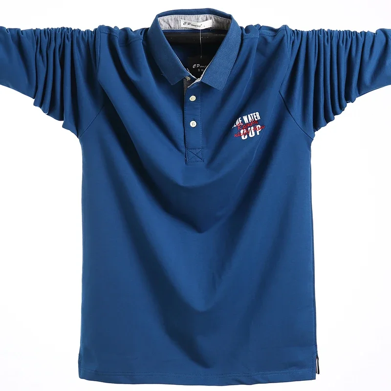 Autumn Polo Shirt Men's Casual Long Sleeves Polo Shirts Oversized Men Tees Cotton Male Large Tee Slim Loose Large Size 5XL