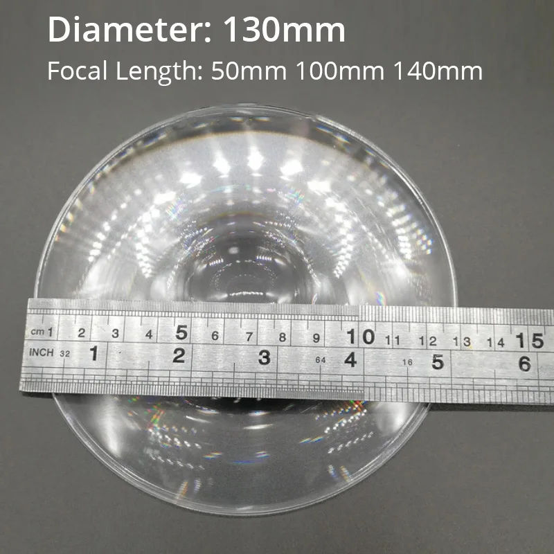 1pc 130mm Optical PMMA Plastic Solar Fresnel Lens Focal Length 50mm 100mm 140mm Condensing Light Lens Magnifying Glass