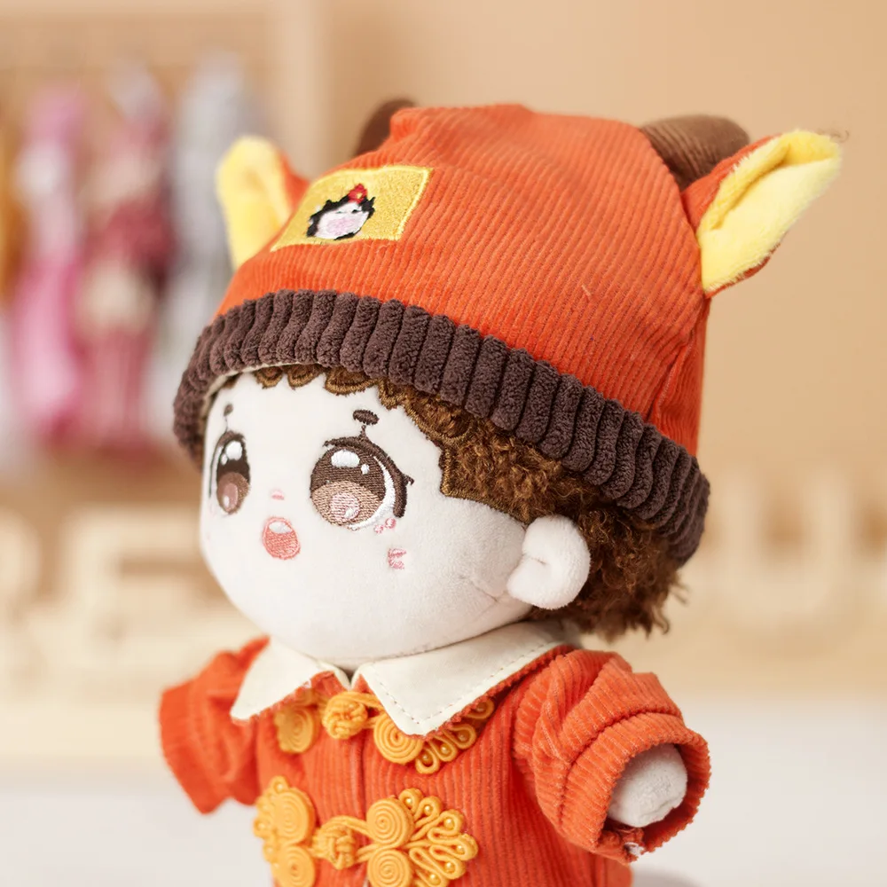 Ropa de muñeca roja de buena suerte, traje de vacas de bendición, Vestido de felpa, accesorios de muñeca de Corea, Kpop, EXO, idol, juguetes de regalo, 20CM