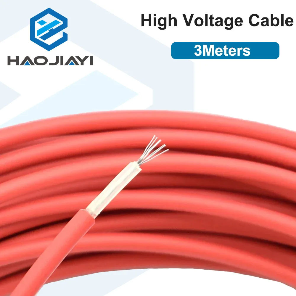 

3Meters 40KV 22AWG High Voltage Cable Red Positive Lead Wire for Co2 Laser Power Supply and Laser Tube and Engraving Cutting