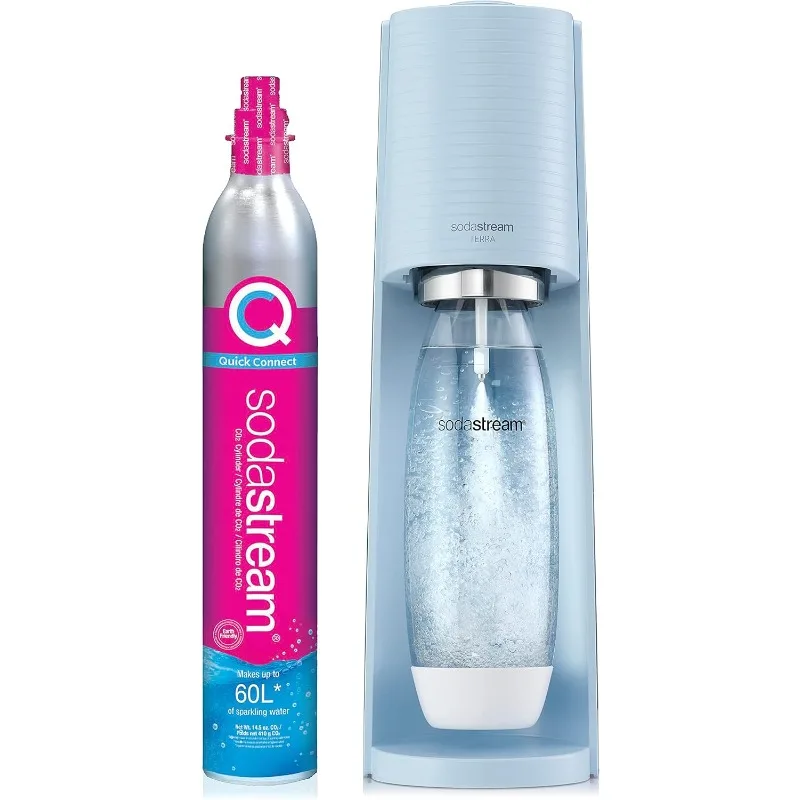 Máquina para hacer agua con gas SodaStream Terra (azul brumoso) con CO2 y botella apta para lavavajillas