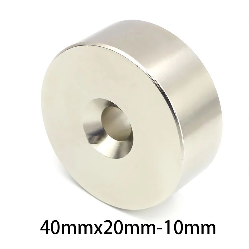 1/2/3PCS 40x20-10mm Round NdFeB Super Strong Neodymium Magnet N35 Super Powerful imanes Permanent Magnetic Disc Hole 10mm