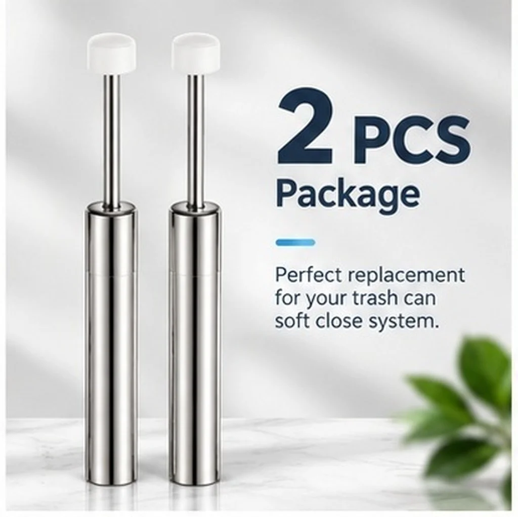 2pcs Soft Close Trash Can Damper Trash Bin Quiet Closure Hydraulic Piston Slow Closing Buffer Garbage Wastebasket Replacement