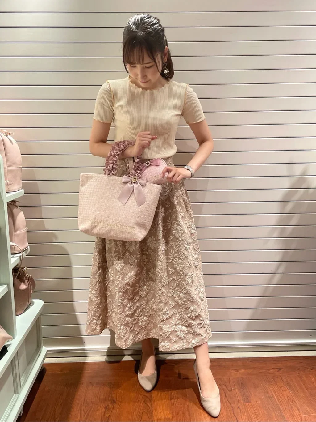 Sweet Cute Japanese Women's Solid Color Tote Autumn Winter All-Match Diamonds Bow Portable Makeup Bag Storage Bags for Ladies