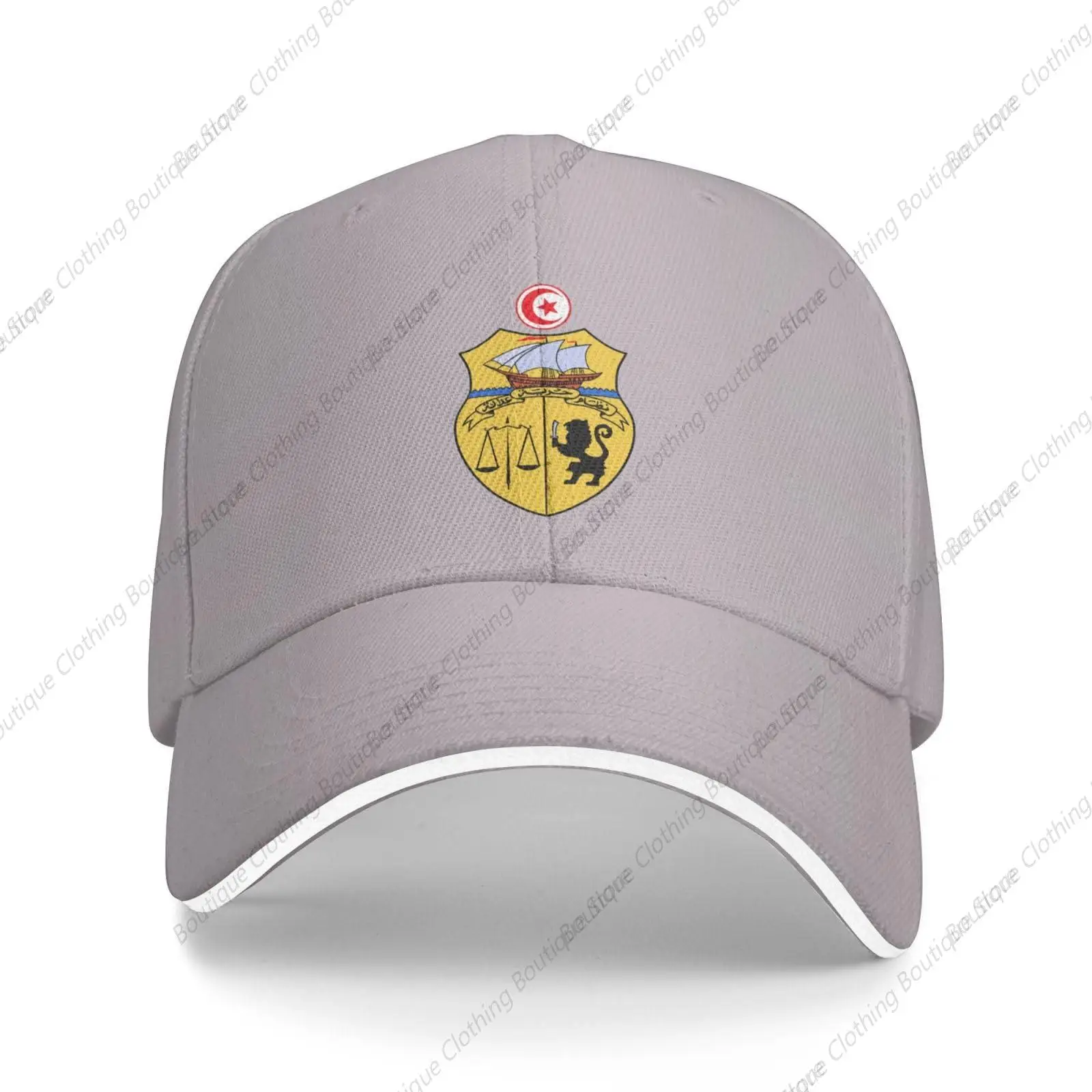 

Tunisia National Emblem Hat Support Tunisia Coat of Arms Baseball Cap Tunisian Hat for Women Men Adjustable Hat Gray