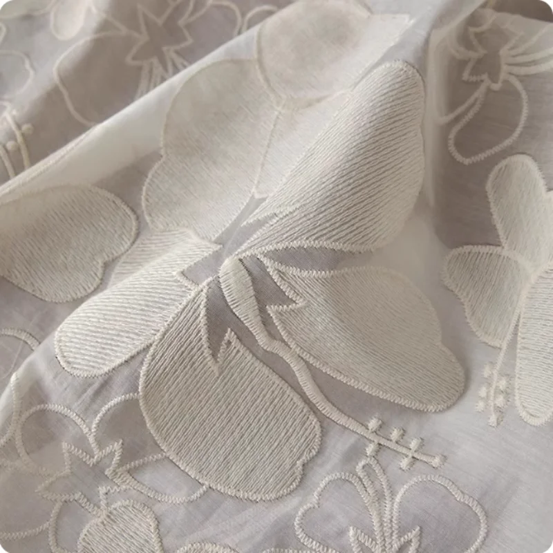 

Beige embroidery polyester fabric for dress, Chinese-style shirt, vest, cheongsam and children's clothing fabric
