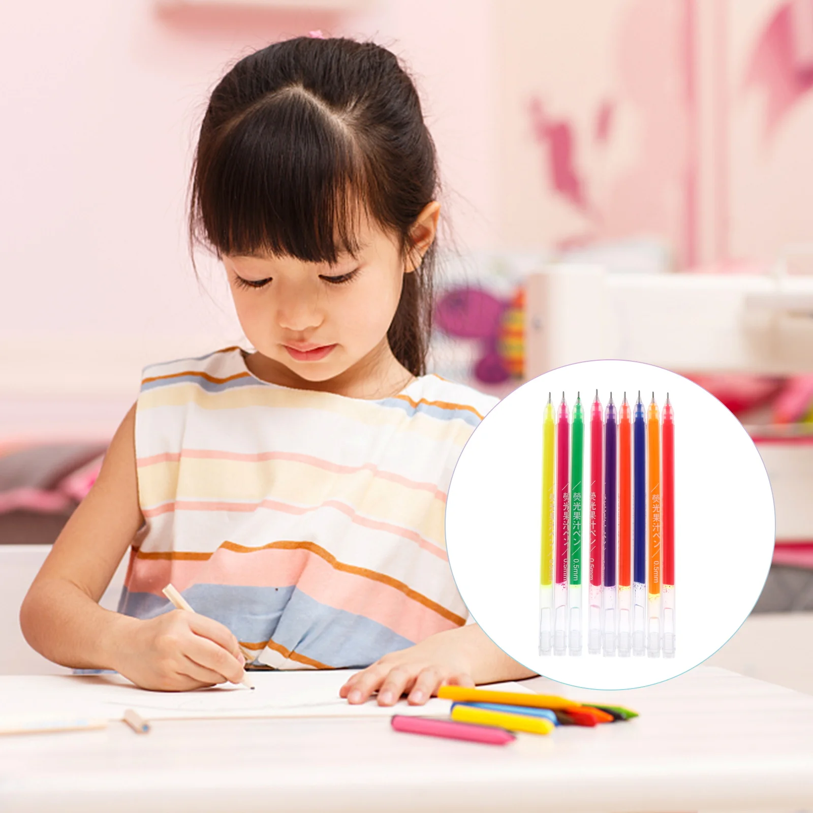 9pcs Colorful Painting Pens Premium Plastic Gel Ink Pens For Adults Writing Stationery Cute Design Smooth