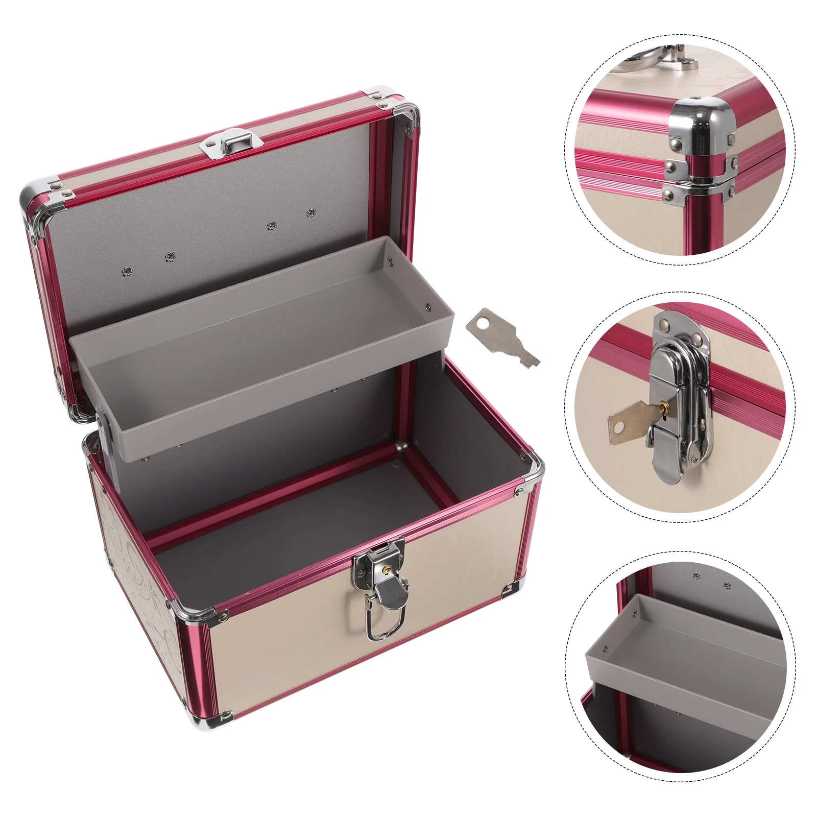 

Metal Tool Box Layered Aluminum Alloy Storage Box Portable Organizer for Small Items Mechanic Tools Case Heavy Duty