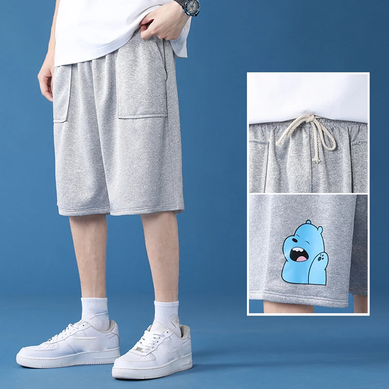

Korean Style Mens Loose Shorts Casual Drawstring Elastic Pants Premium Waist Relaxed 2023 Summer Outdoor Shorts with Pockets