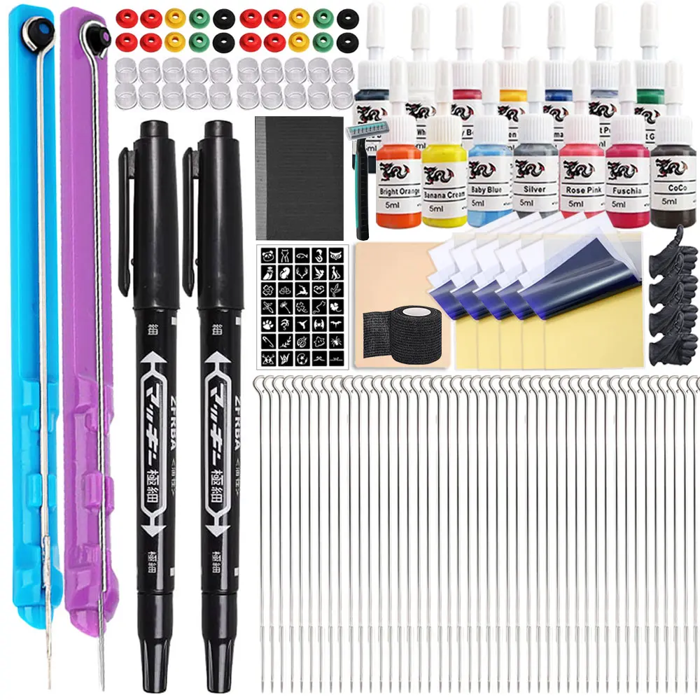 

DIY 3D Hand Poke and Stick Tattoo Kit Набор Handpoke Pen Kit Набор татуировок Handpoke с чернилами для игл для татуировки для начинающих практики татуировки