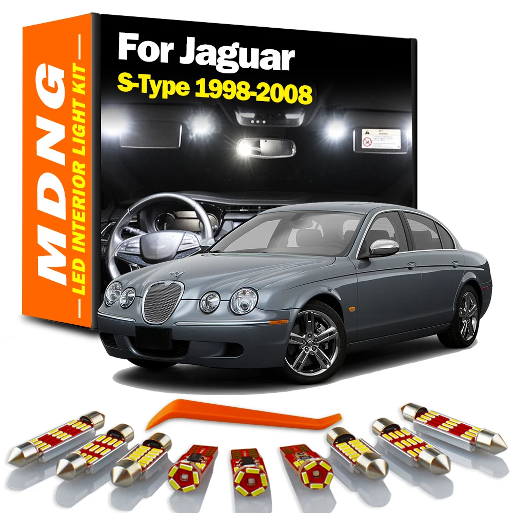 MDNG 10Pcs Canbus For Jaguar S-Type 1998-2004 2005 2006 2007 2008 Vehicle LED Interior Dome Map Trunk Light Kit Car Led Bulbs