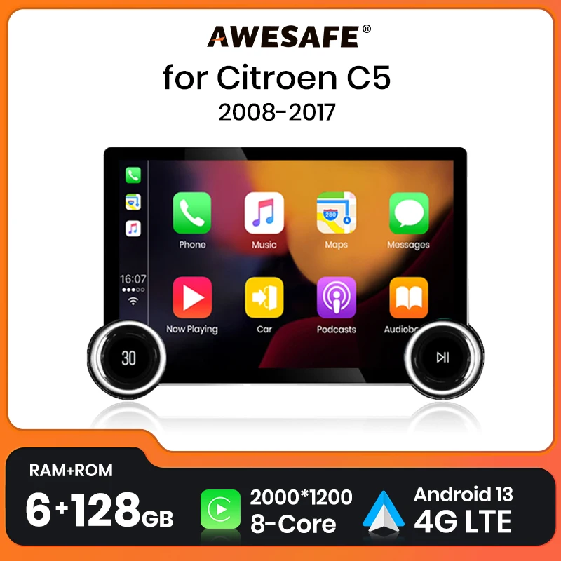 AWESAFE X8 11.5“ 2K 2000*1200 QLED CarPlay Android Auto Car Radio for Citroen C5 2008 2009 2010 2011-2017  Multimedia autoradio