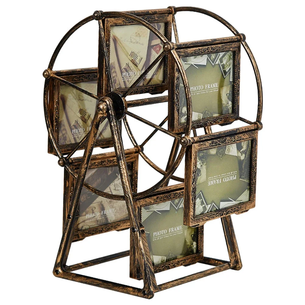 Rotating Ferris Wheel Photo Frame 5 Inch Picture Holder Display for 12 Photos Valentines Day Gift Home Desktop Decoration