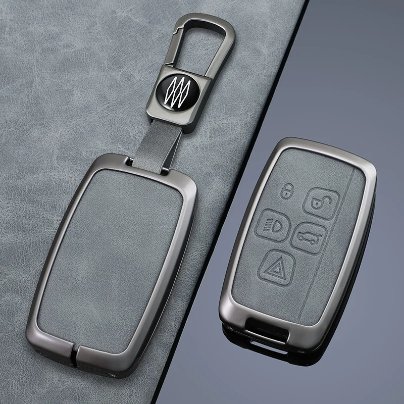 leather Zinc Alloy Car Key Case For Land Rover Range Rover Sport Evoque Freelander 2 Jaguar Velar Discovery 4 XF XJ XJL XE C-X16