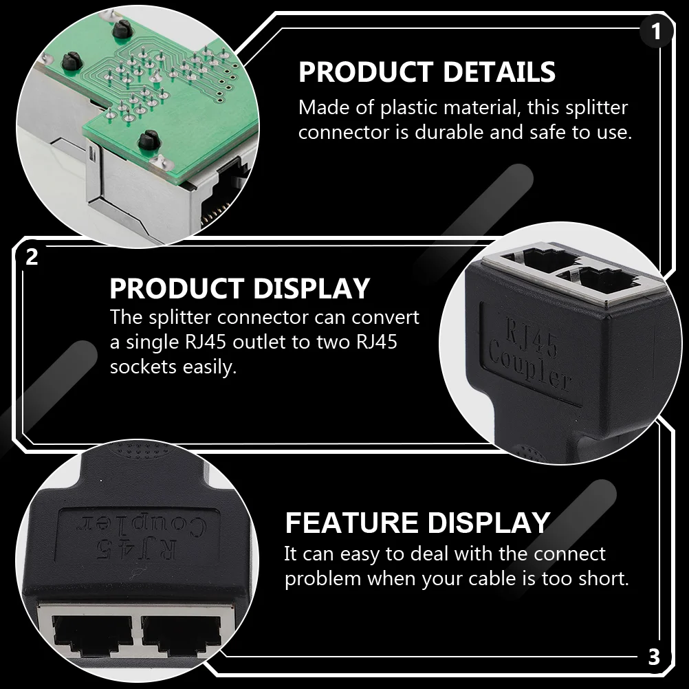 Network Tee Lan Distributor Cable Splitter Internet Connector 1 2 Port Ethernet Connectors Socket Extender Extension