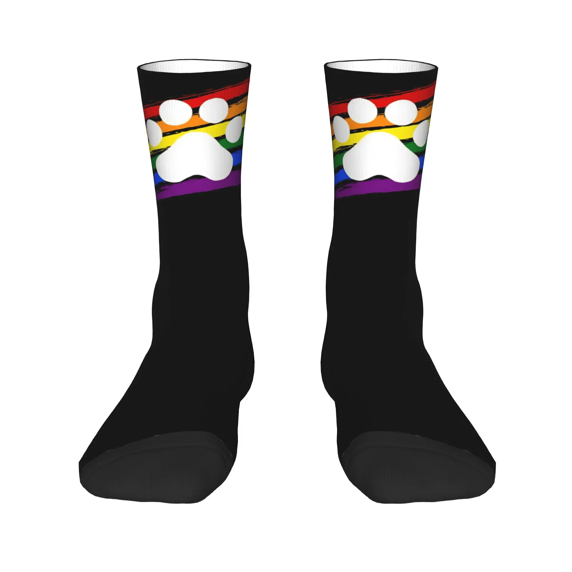 Dog Pup Paw Pride Bright Stockings  Leisure Socks Unisex Men Quality Socks Autumn Skateboard Graphic Anti Bacterial Socks Gift