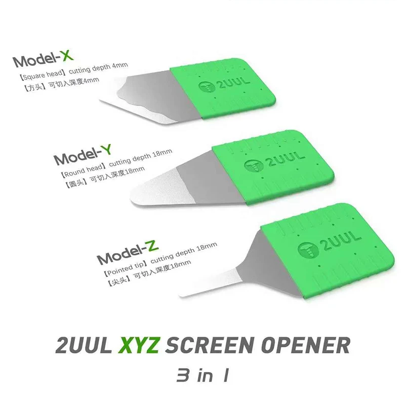 2UUL XYZ Screen Opener 3in1 LCD Screen Phone Repair Disassemble Tools Stainless Steel Card Removal Repair Blade Pry Piece