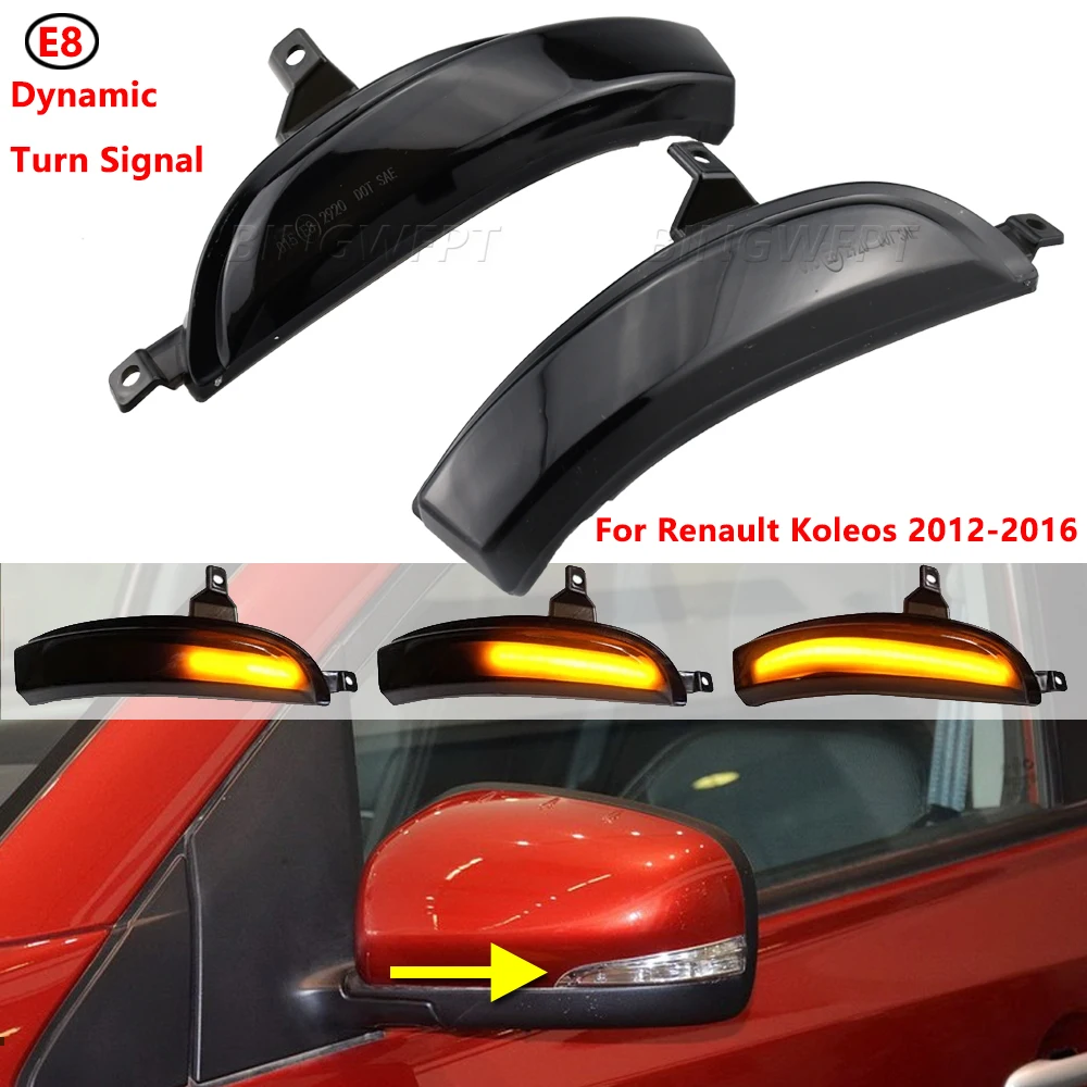 LED Dynamic Turn Signal Light For Renault Koleos HY 2011-2017 1st Gen. Facelift Model Side Wing Mirror Blinker Lamp Indicator