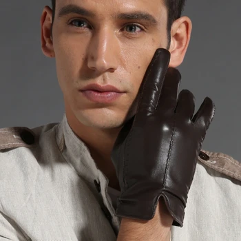 GOURS-Gants en Cuir group pour Homme, Mitaines Noires, Doublure Souriante, Chauds et Doux, Conduite, Mode, Nouveau, GSM021, Hiver
