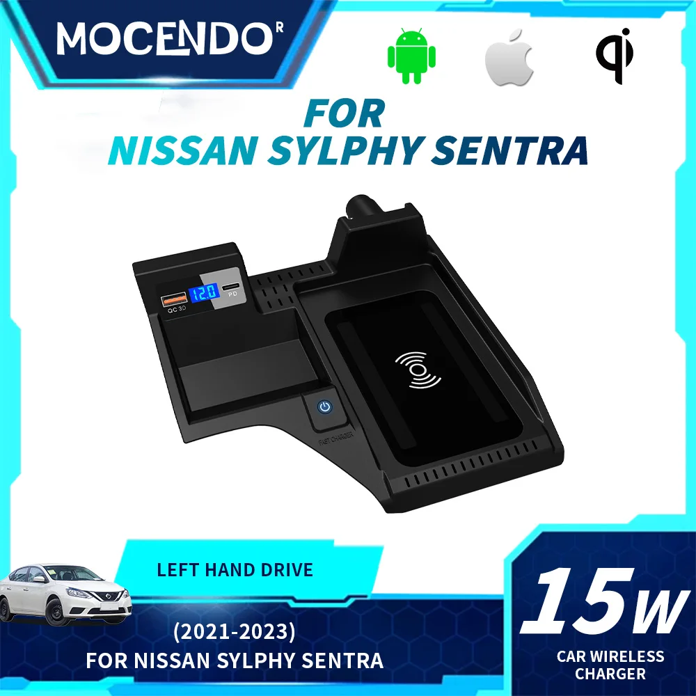 

Car wireless charger for Nissan Sylphy 2021-2023 15w fast phone charger charging pad plate