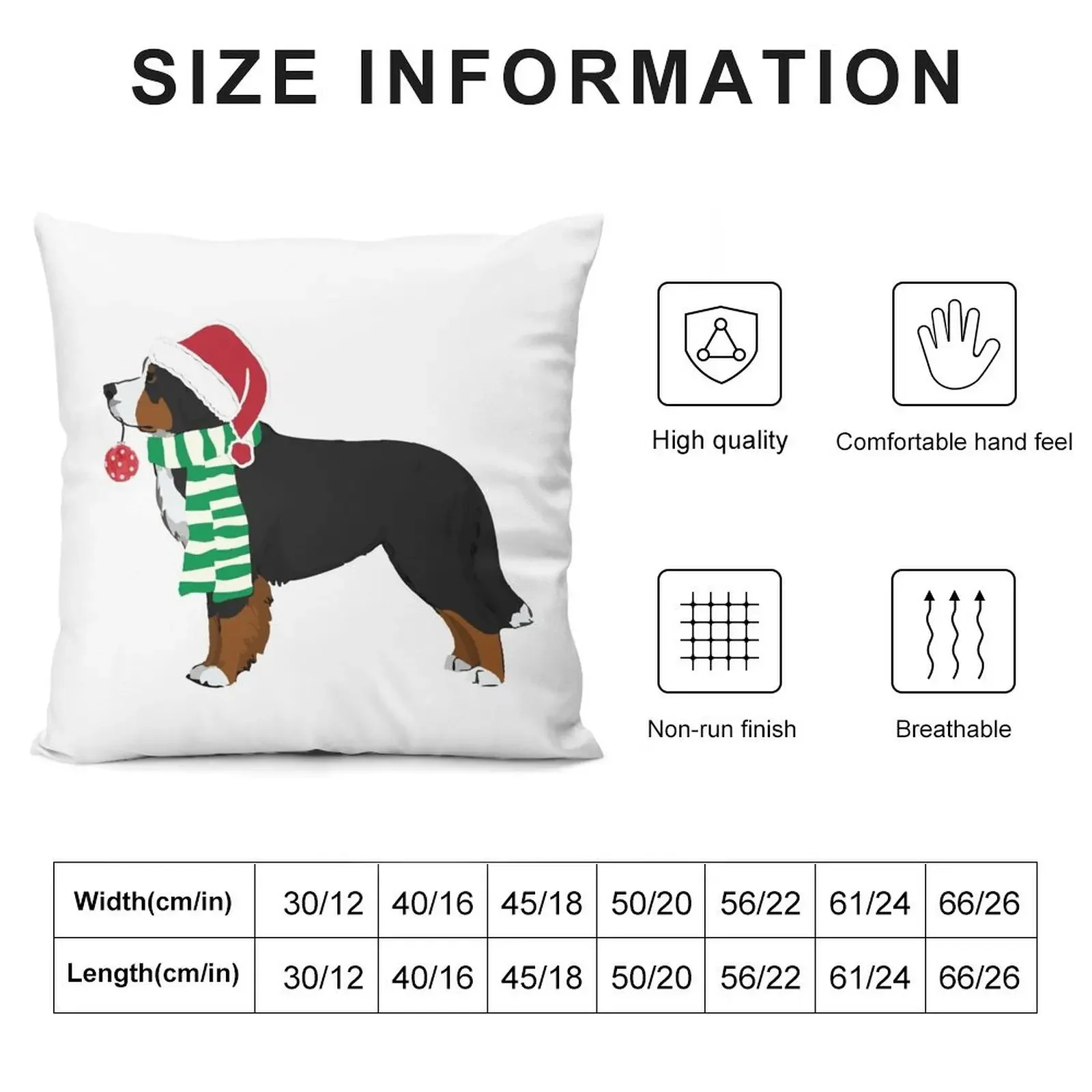 Bernese Mountain Dog - Holiday Christmas Dog Throw Pillow Couch Cushions Sofa Cover pillow