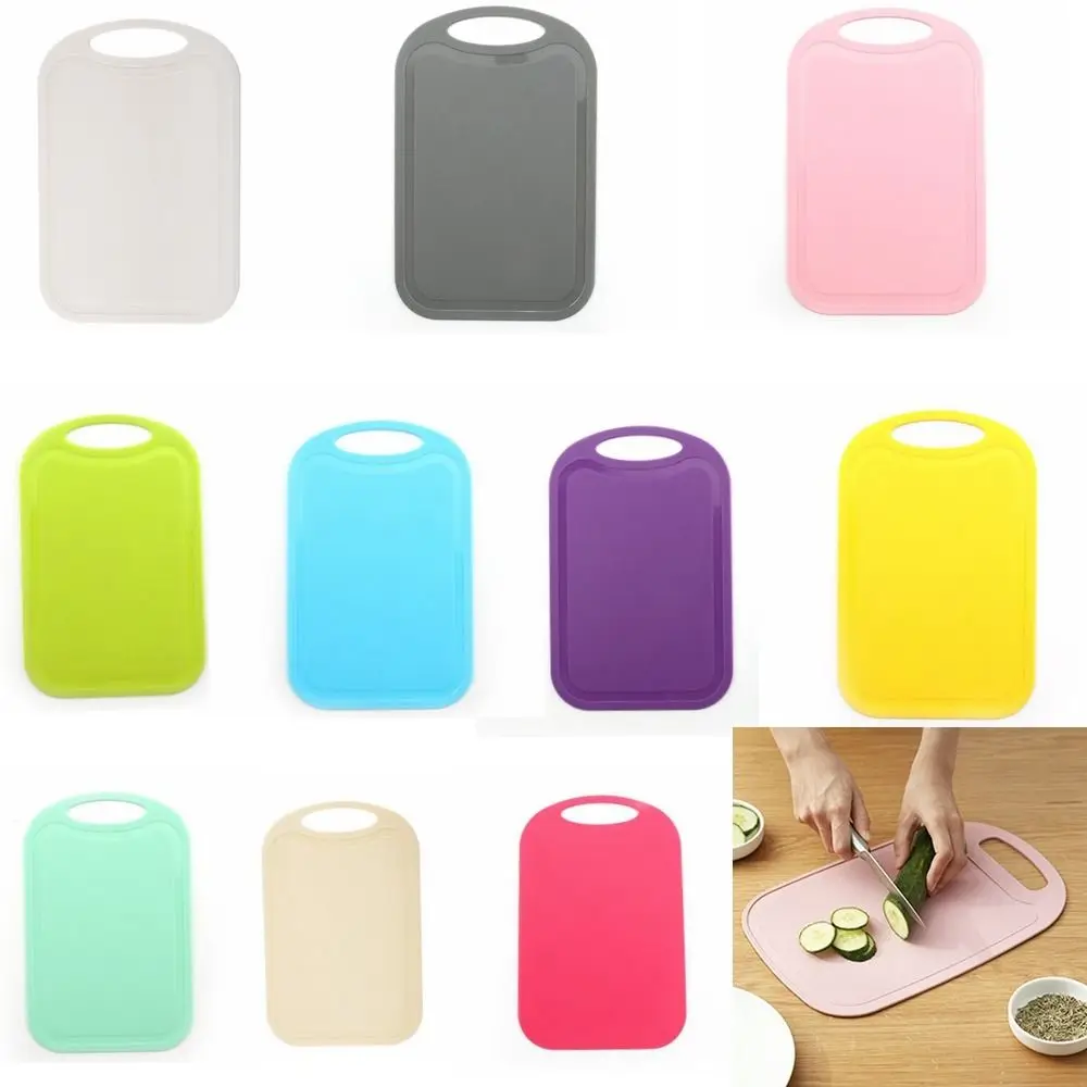

Rectangle Nonslip Plastic Cutting Board with Groove Hangable Chopping Board Easy To Clean Handle Chopping Block Meat Fruit